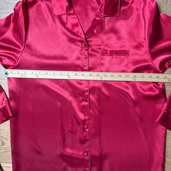 Valerie Stevens Petites 2PC Women Satin Pajamas SZ LP Red Romantic Lounge Sexy - Picture 7 of 9